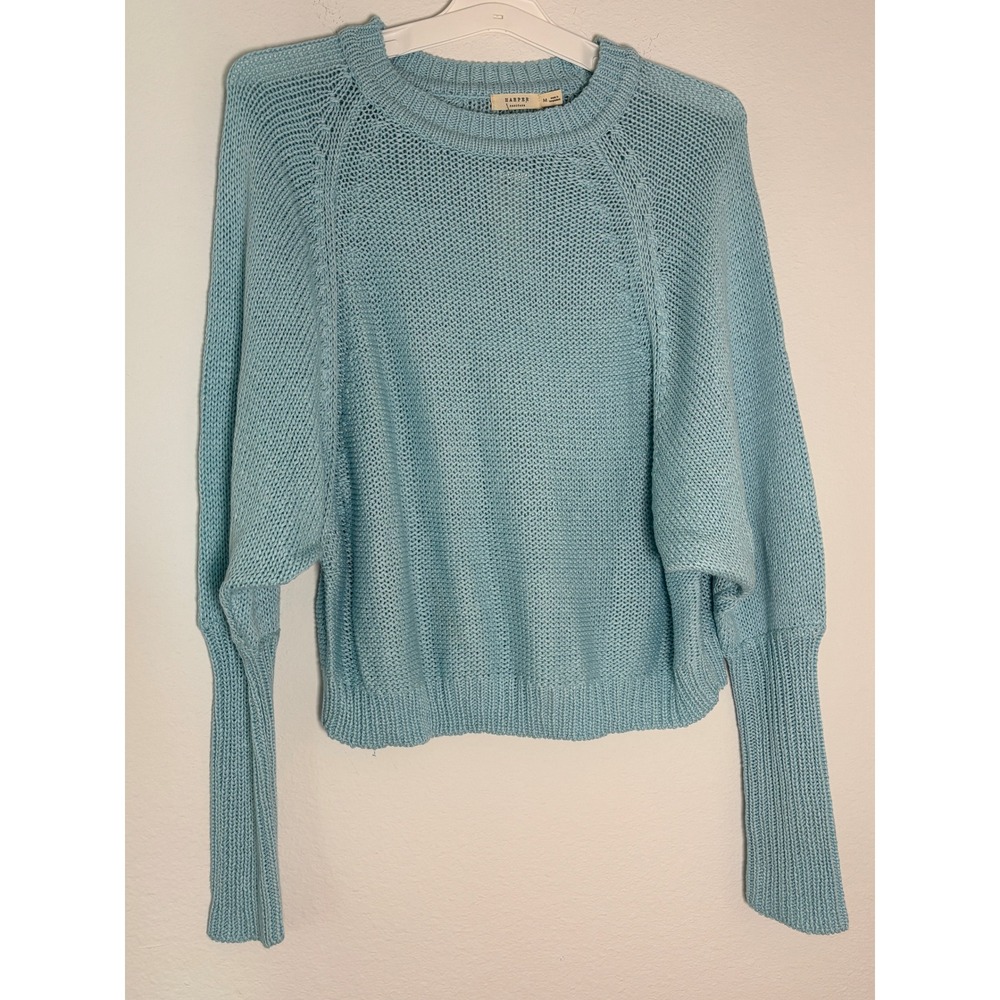 Harper Heritage Light Blue Batwing Sleeve Chunky Knit Sweater Womens Medium